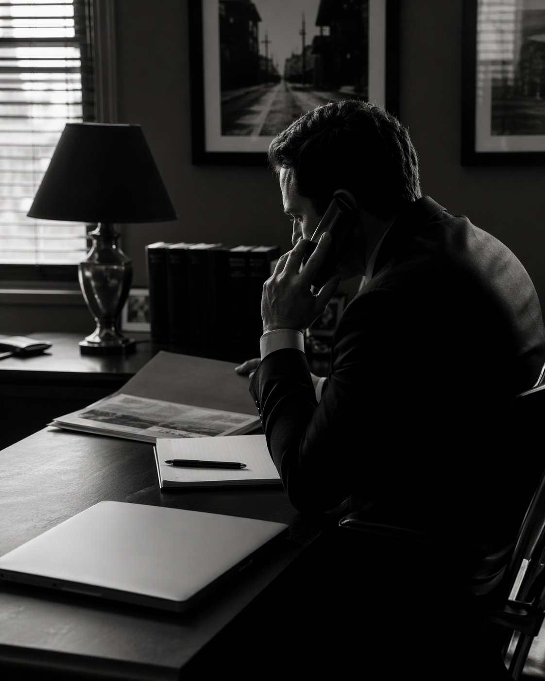 Investigator discussing a matter by phone